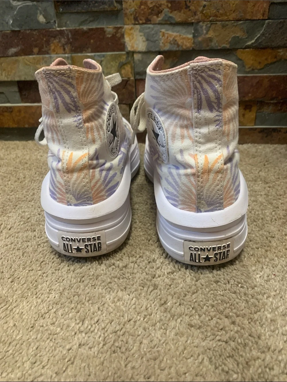 Converse High Top Platform Sneakers - Pink, Cream & Lavender Floral